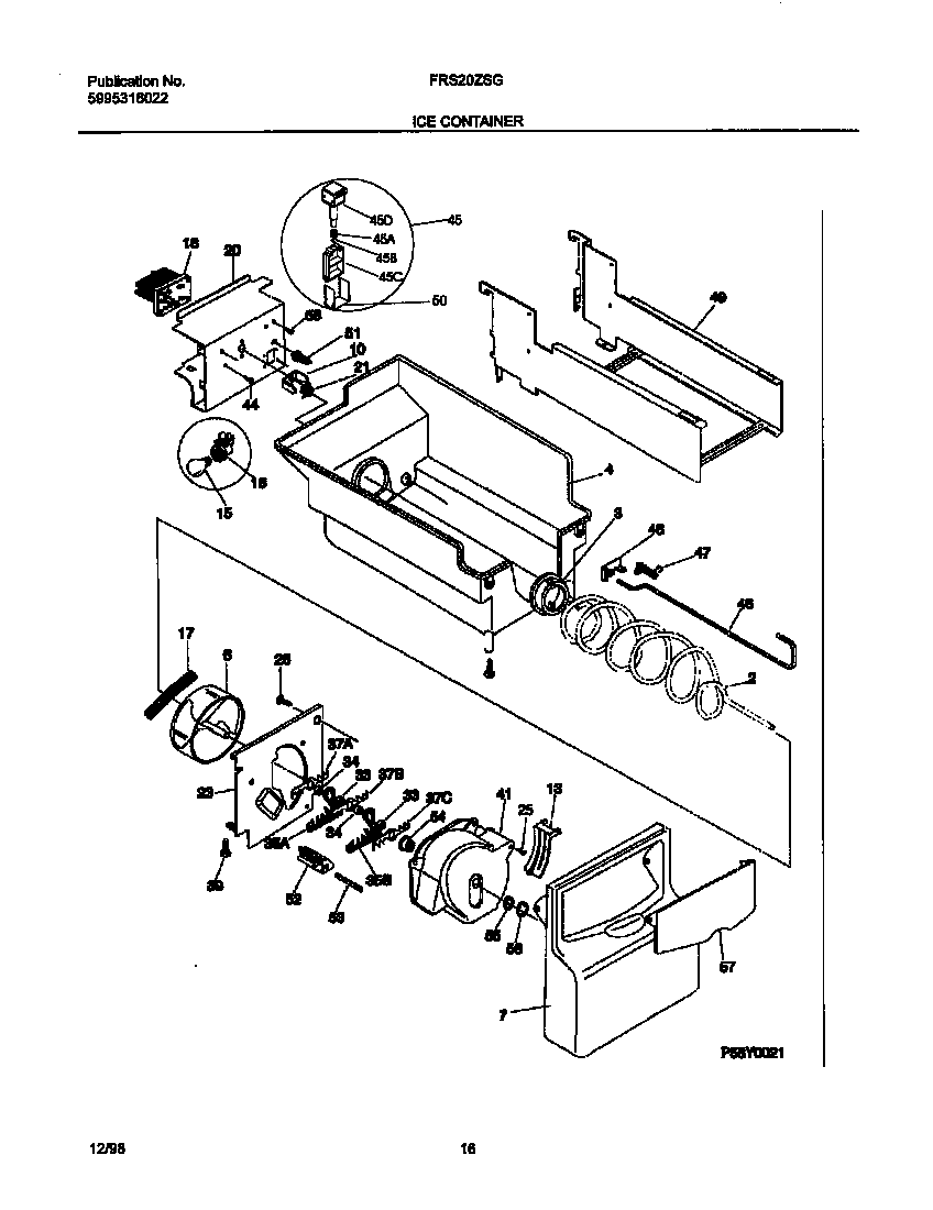 Frigidaire FRS20ZSGB2 icecontainer diagram