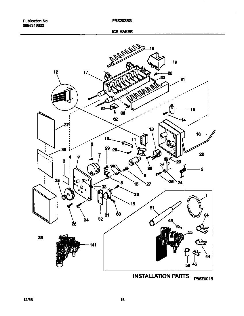 Frigidaire FRS20ZSGB2 ice maker diagram