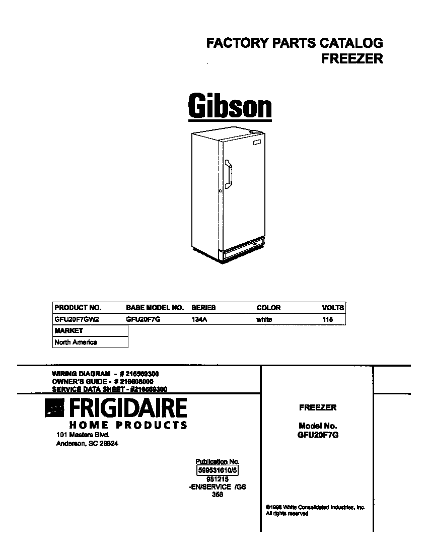 Gibson GFU20F7GW2 cover diagram