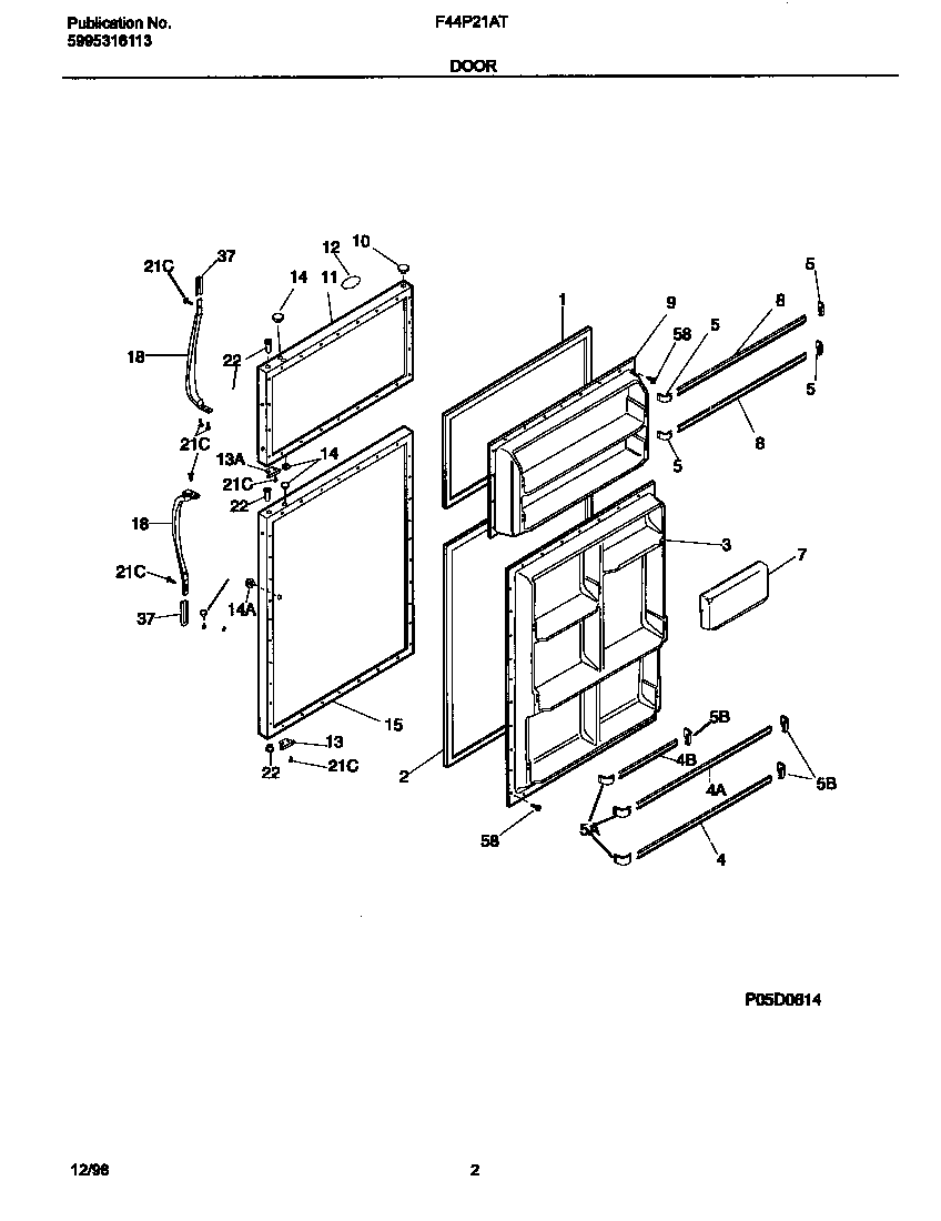 Frigidaire F44P21ATD0 door diagram