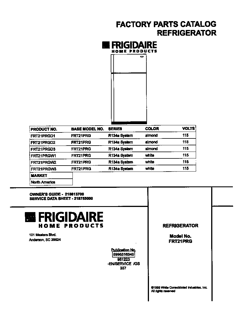 Frigidaire FRT21PRGD1 cover diagram