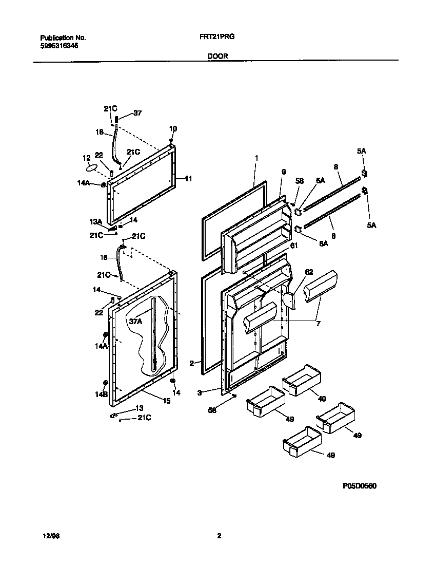 Frigidaire FRT21PRGD1 door diagram