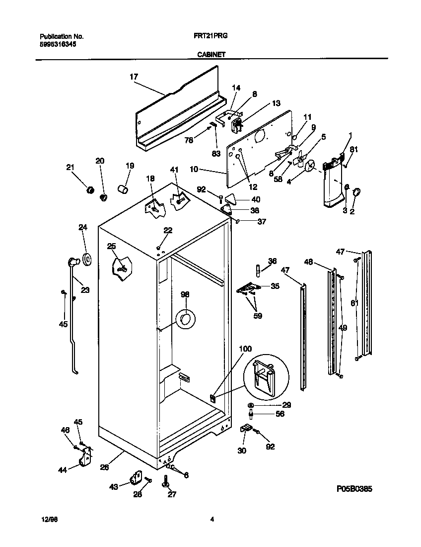 Frigidaire FRT21PRGD1 cabinet diagram