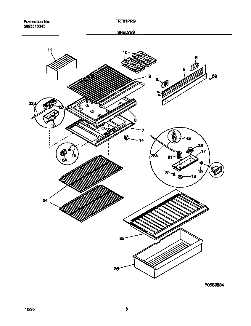 Frigidaire FRT21PRGD1 shelves diagram