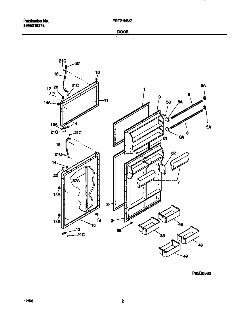 Frigidaire FRT21NNGD2 door diagram