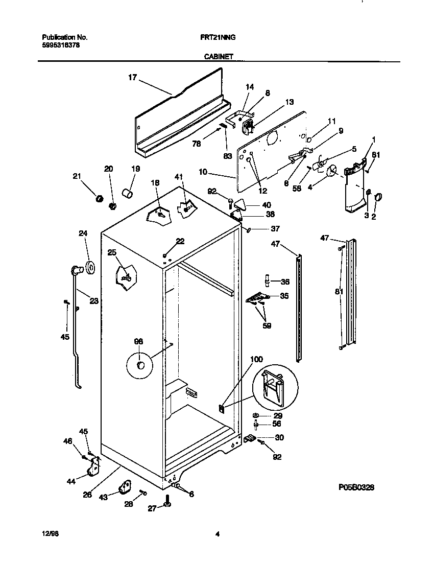 Frigidaire FRT21NNGD2 cabinet diagram