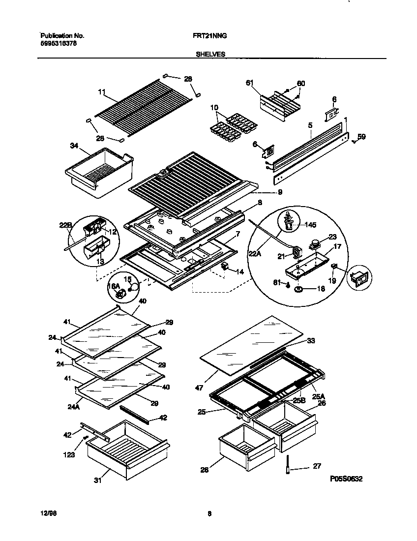 Frigidaire FRT21NNGD2 shelves diagram