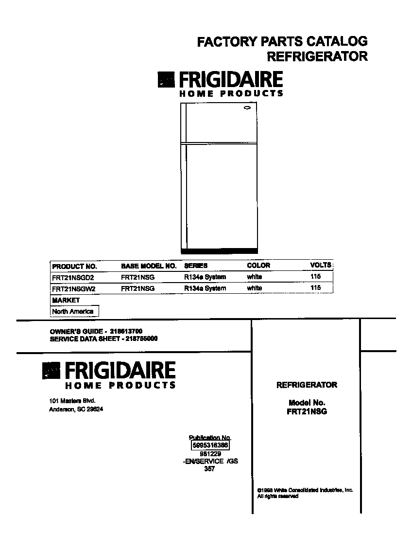 Frigidaire FRT21NSGD2 cover diagram