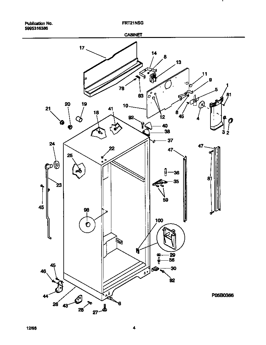 Frigidaire FRT21NSGD2 cabinet diagram