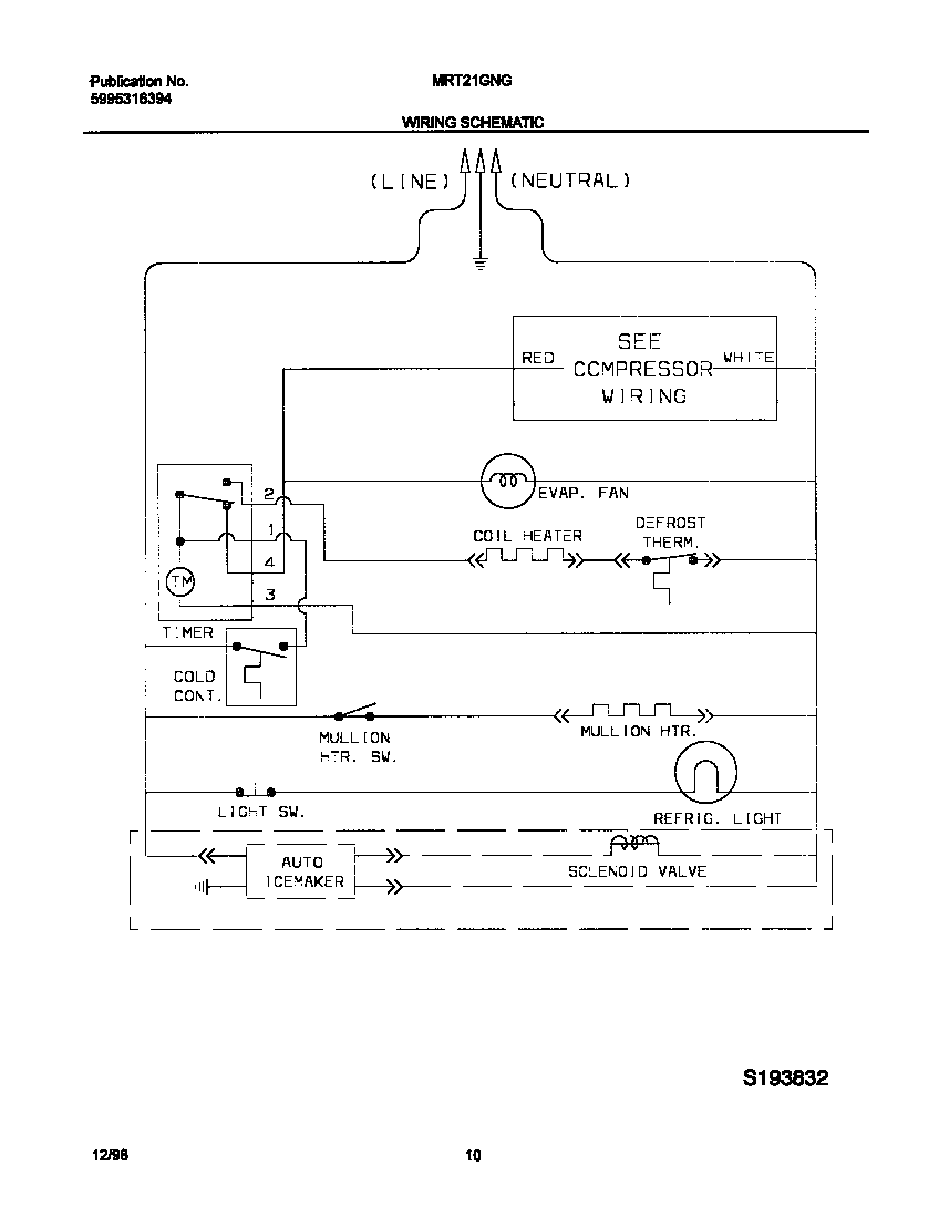 Universal/Multiflex (Frigidaire) MRT21GNGD2 wiring diagram diagram