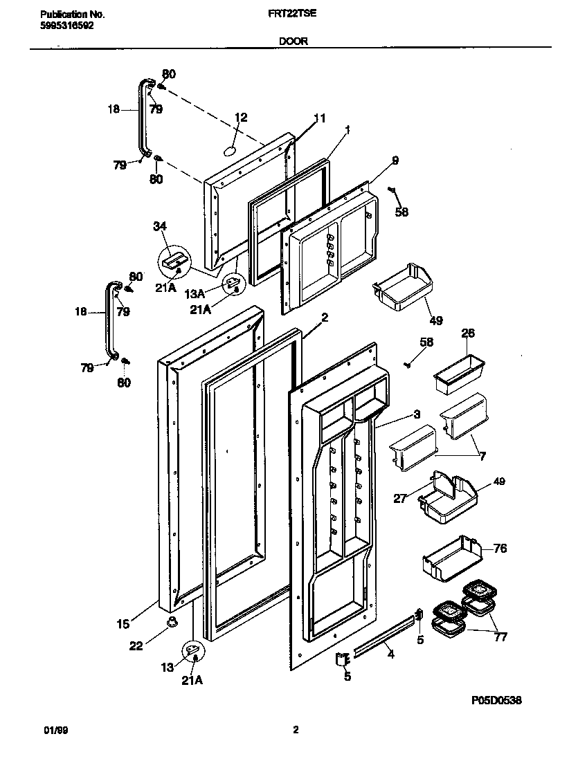 Frigidaire FRT22TSEK5 door diagram