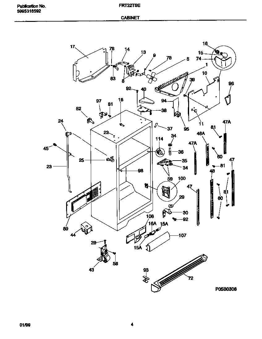 Frigidaire FRT22TSEK5 cabinet diagram