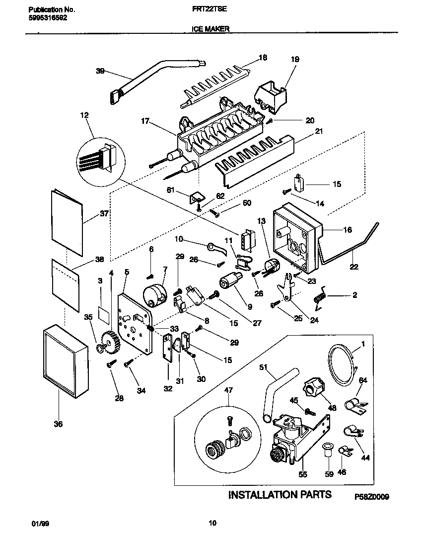 Frigidaire FRT22TSEK5 ice maker diagram