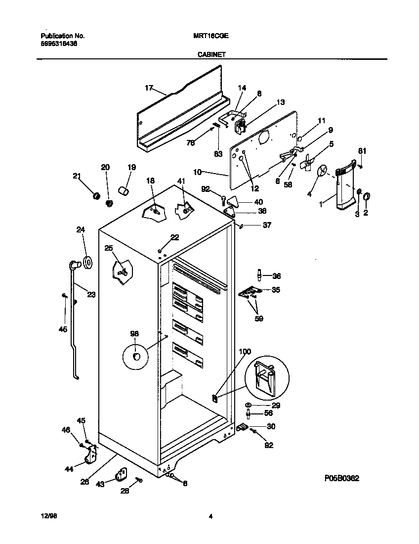 Universal/Multiflex (Frigidaire) MRT16CGED8 cabinet diagram