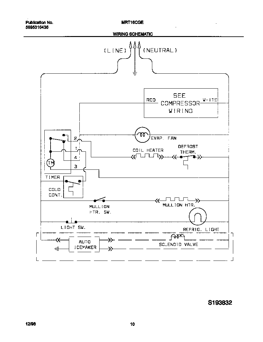 Universal/Multiflex (Frigidaire) MRT16CGED8 wiring diagram diagram