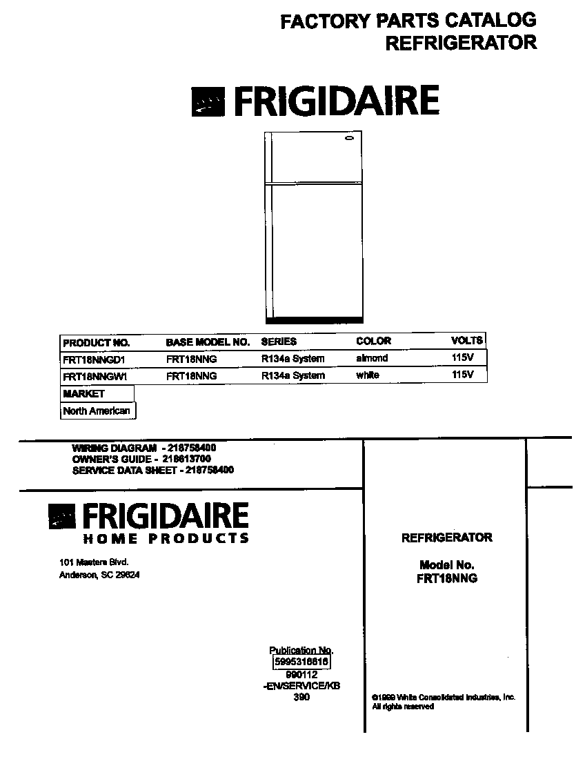 Frigidaire FRT18NNGD1 cover diagram