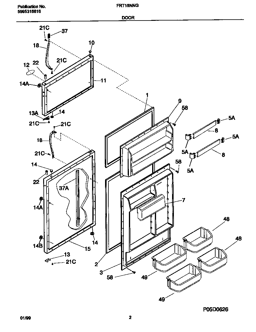 Frigidaire FRT18NNGD1 door diagram