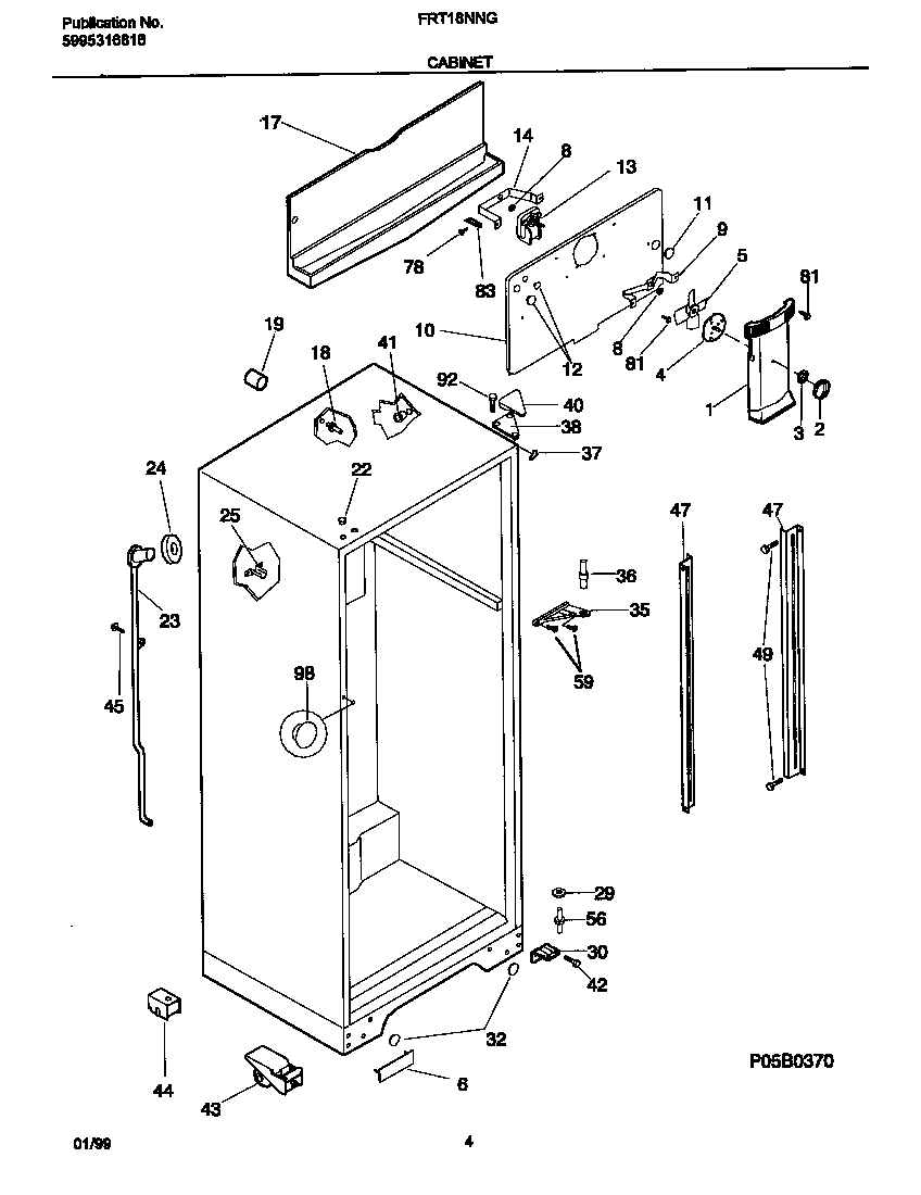 Frigidaire FRT18NNGD1 cabinet diagram