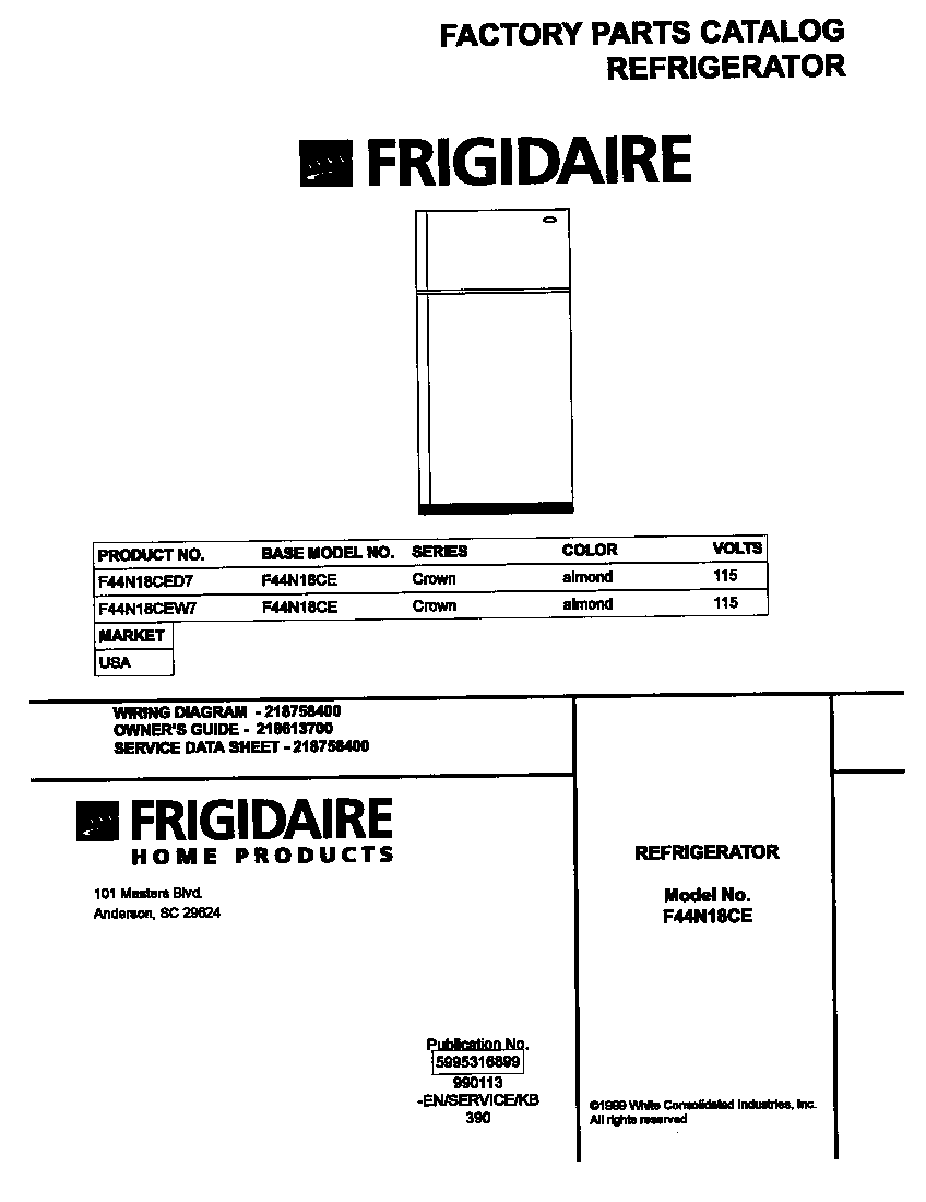 Frigidaire F44N18CED7 cover diagram