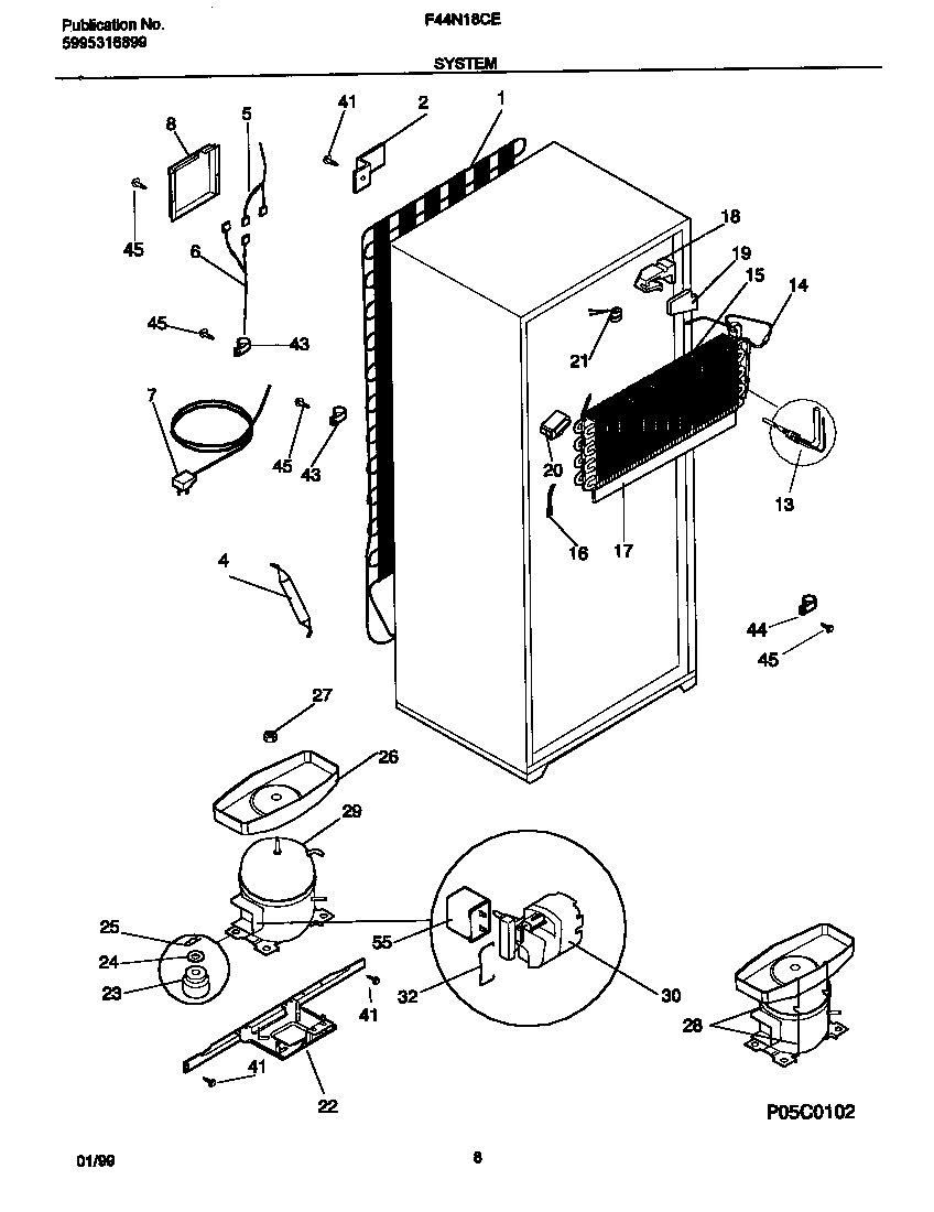Frigidaire F44N18CED7 system diagram
