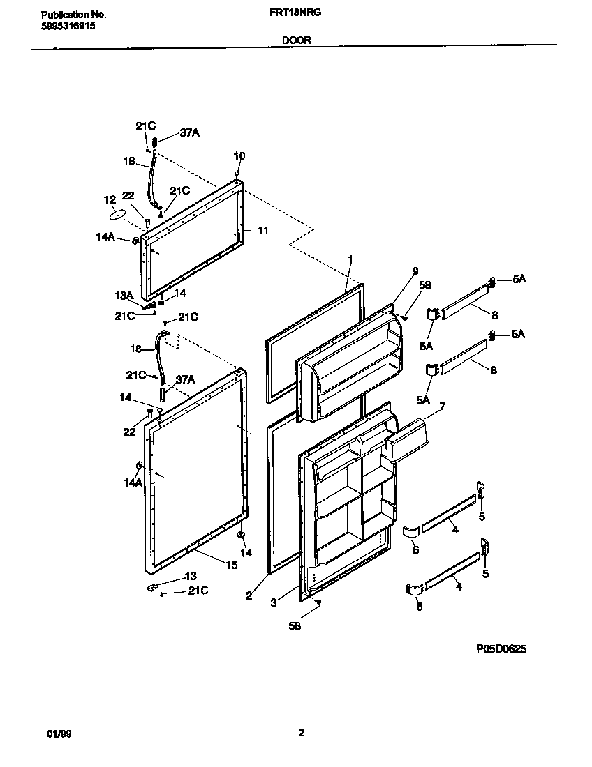 Frigidaire FRT18NRGD1 door diagram