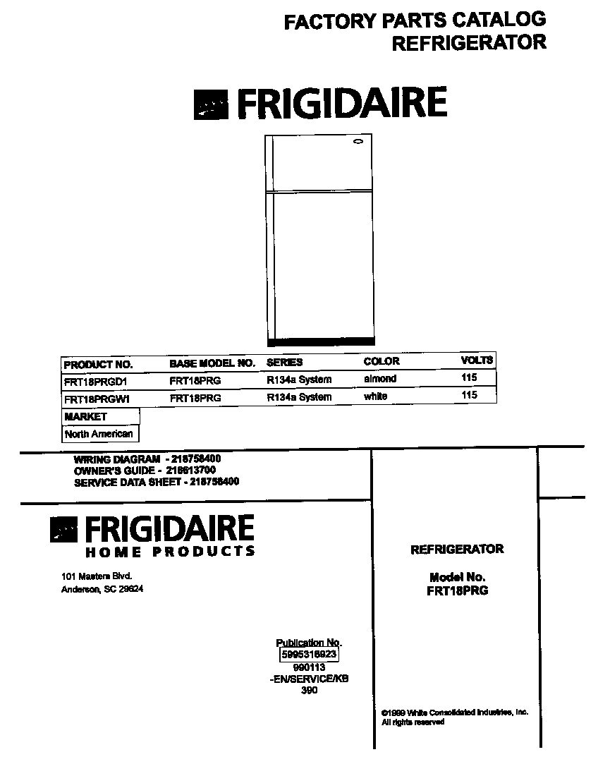 Frigidaire FRT18PRGD1 cover diagram