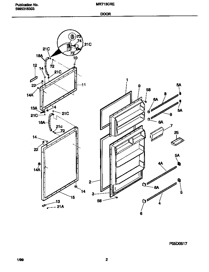 Universal/Multiflex (Frigidaire) MRT13CREY5 door diagram