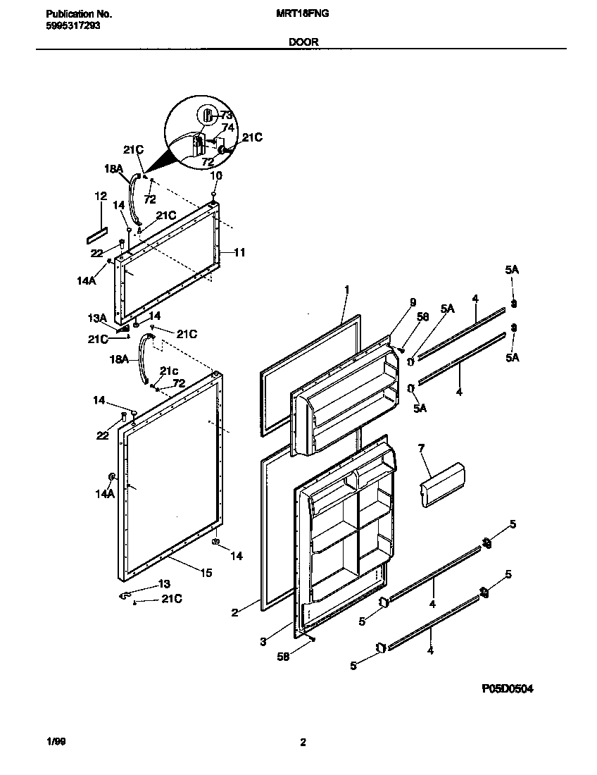 Universal/Multiflex (Frigidaire) MRT18FNGZ1 door diagram