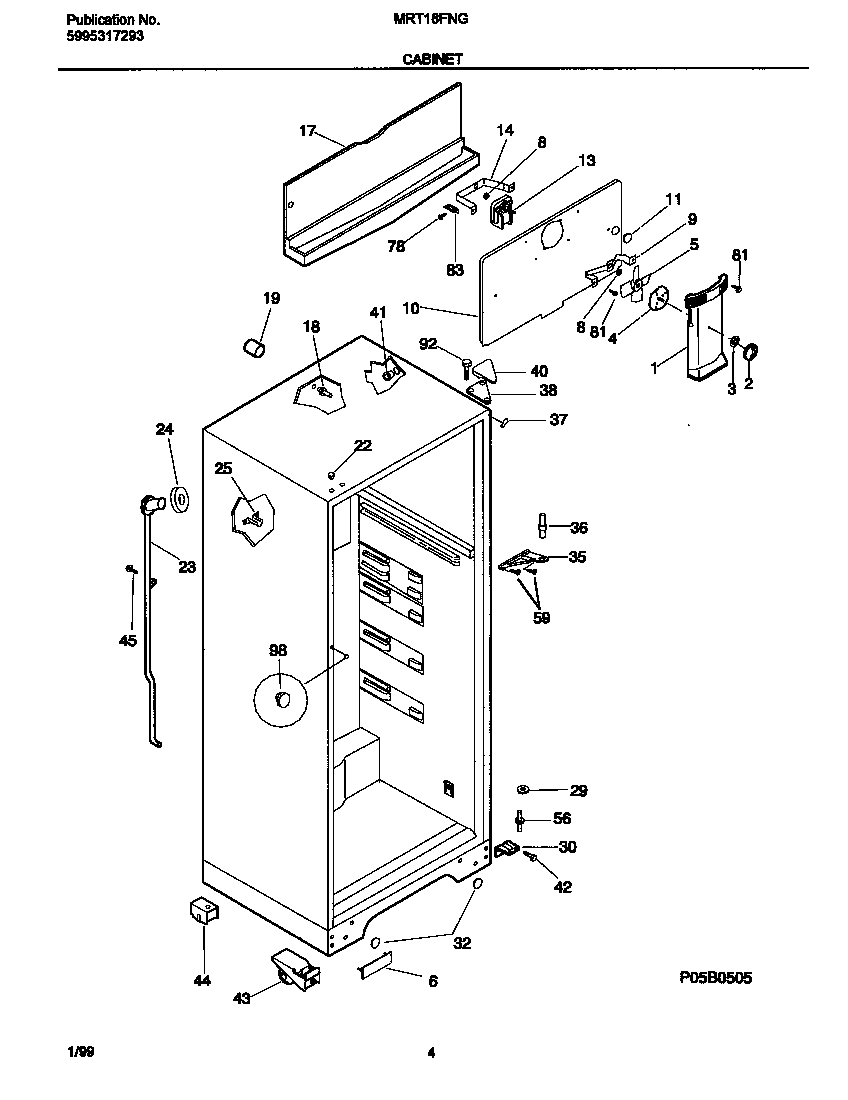 Universal/Multiflex (Frigidaire) MRT18FNGZ1 cabinet diagram