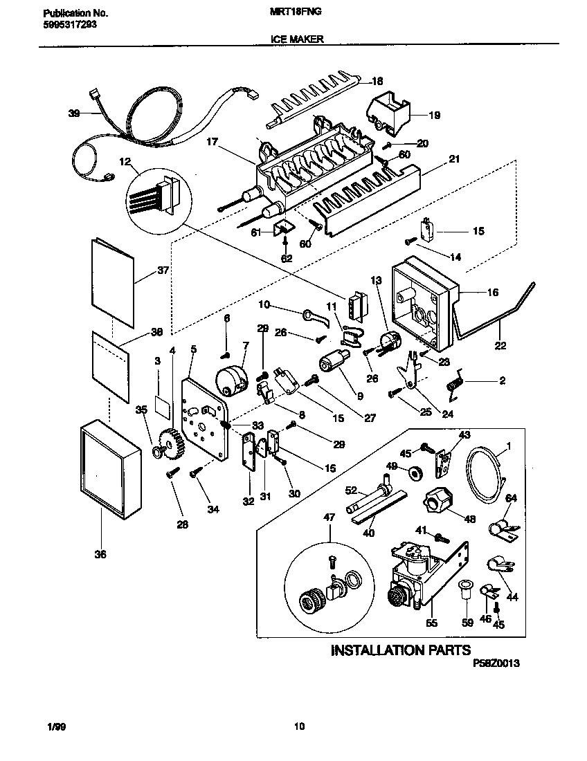 Universal/Multiflex (Frigidaire) MRT18FNGZ1 icemaker diagram
