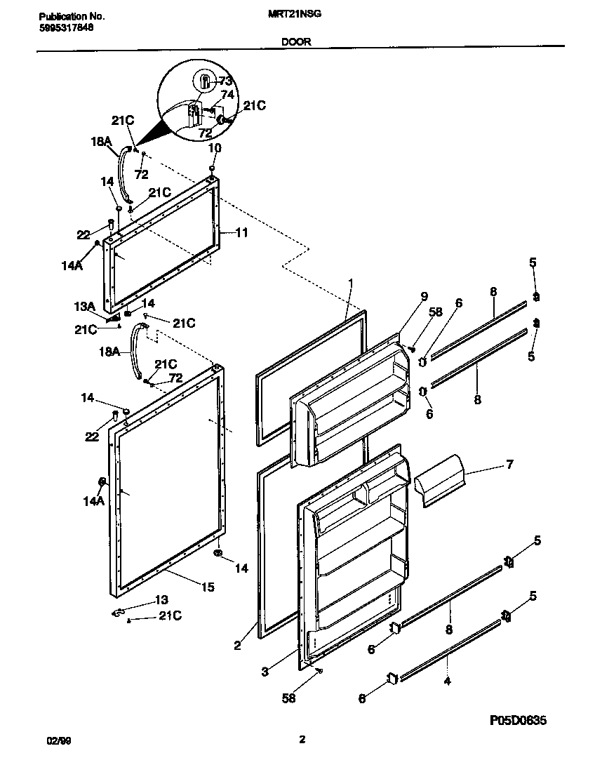 Universal/Multiflex (Frigidaire) MRT21NSGD2 door diagram