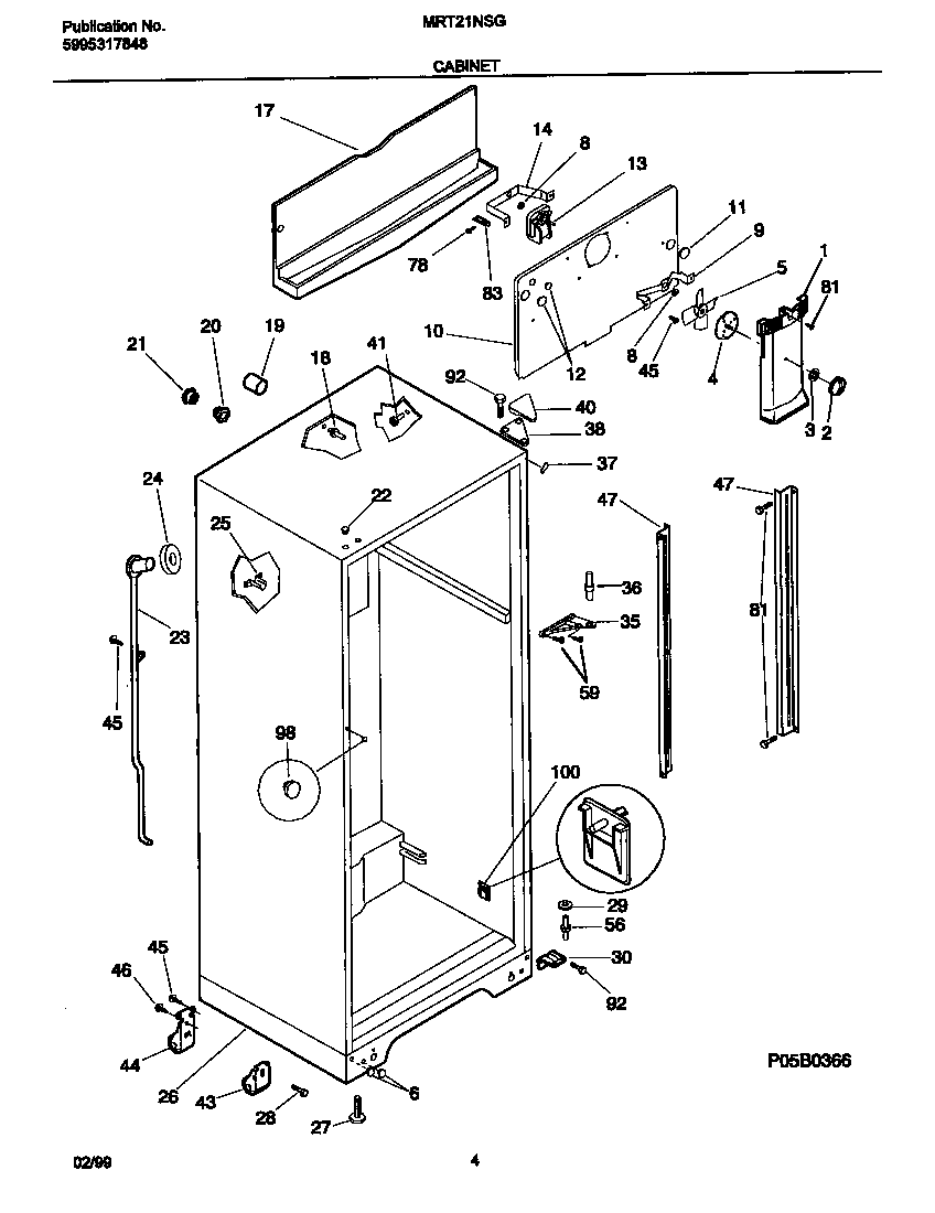 Universal/Multiflex (Frigidaire) MRT21NSGD2 cabinet diagram