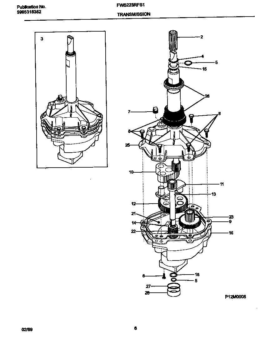 Frigidaire FWS223RFS1 transmission diagram