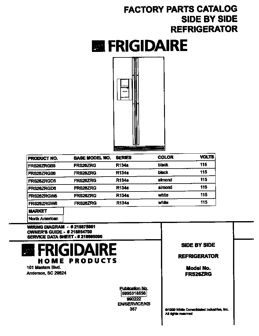 Frigidaire FRS26ZRGB5 cover diagram