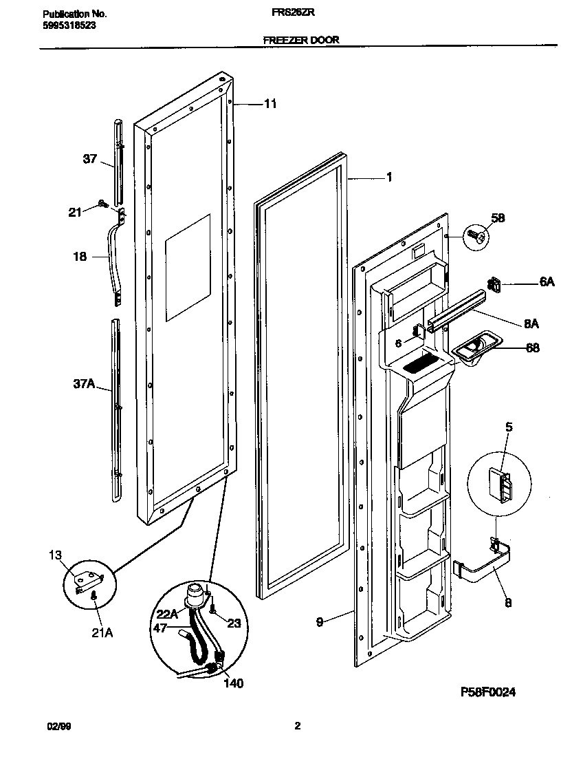 Frigidaire FRS26ZRGB5 frzr door diagram