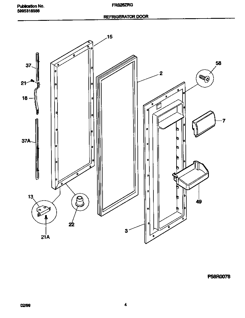 Frigidaire FRS26ZRGB5 refrigerator diagram