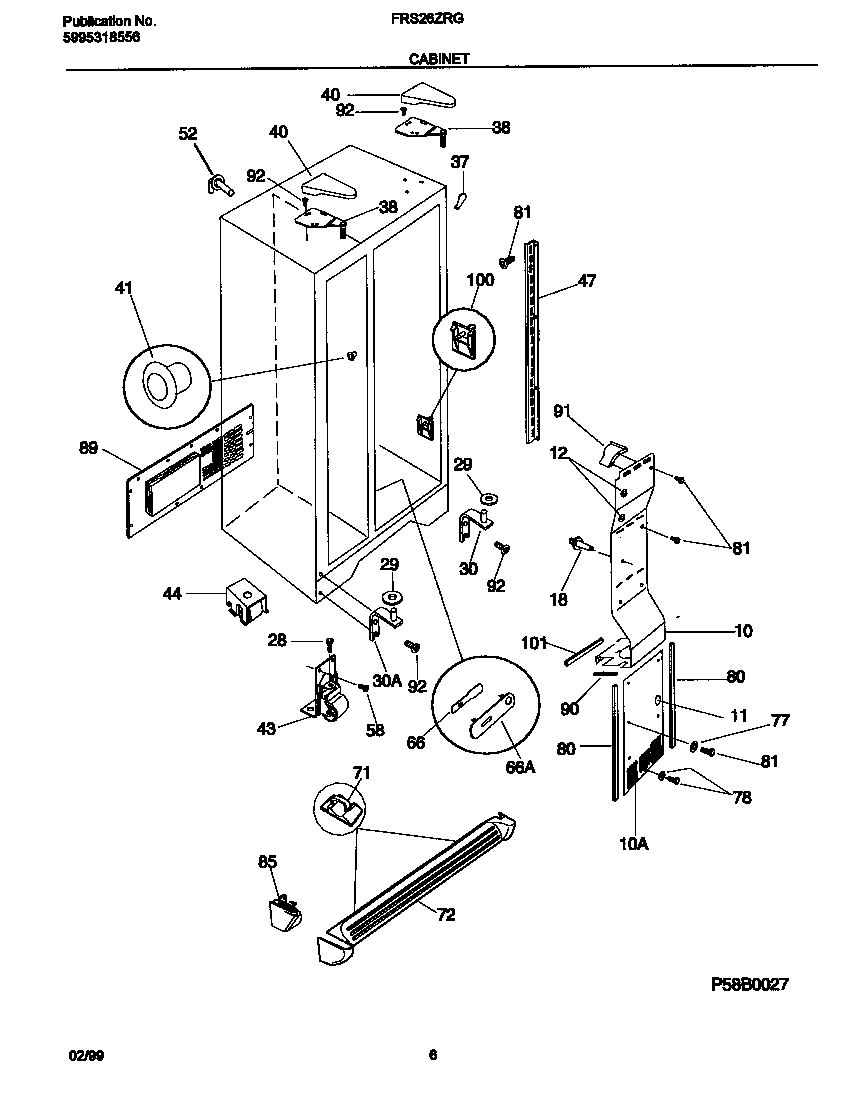 Frigidaire FRS26ZRGB5 cabinet diagram