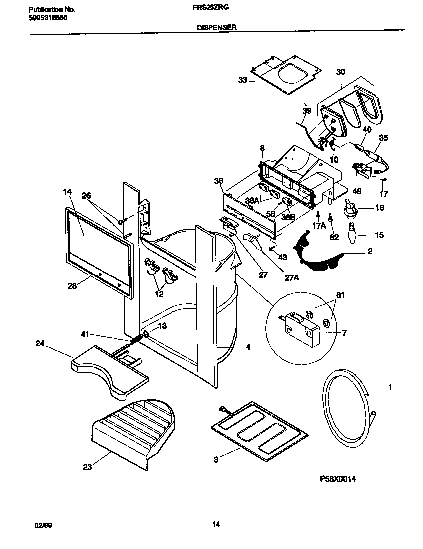 Frigidaire FRS26ZRGB5 dispenser diagram