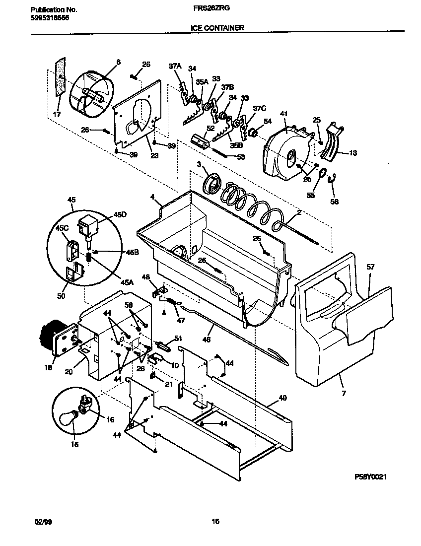 Frigidaire FRS26ZRGB5 ice container diagram