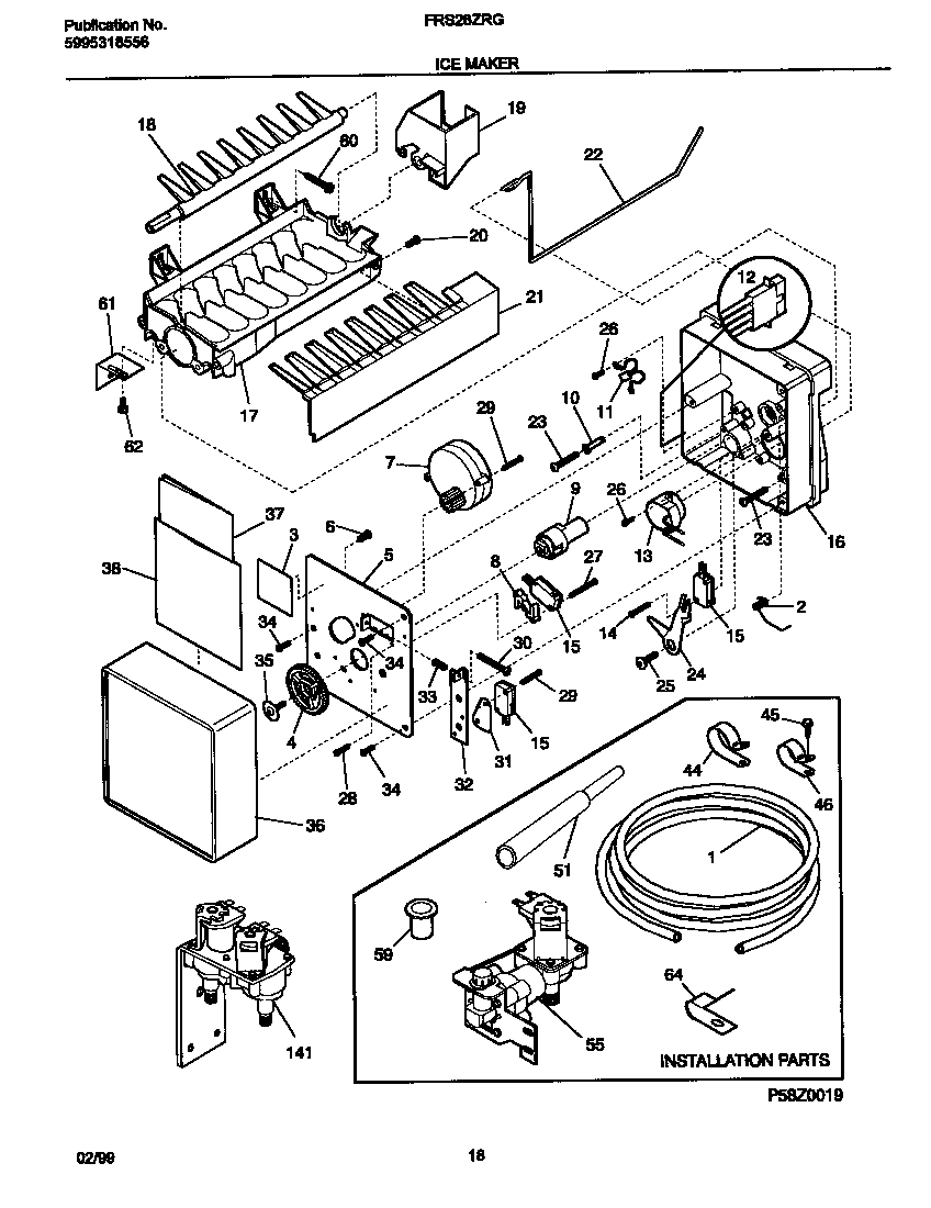 Frigidaire FRS26ZRGB5 ice maker diagram