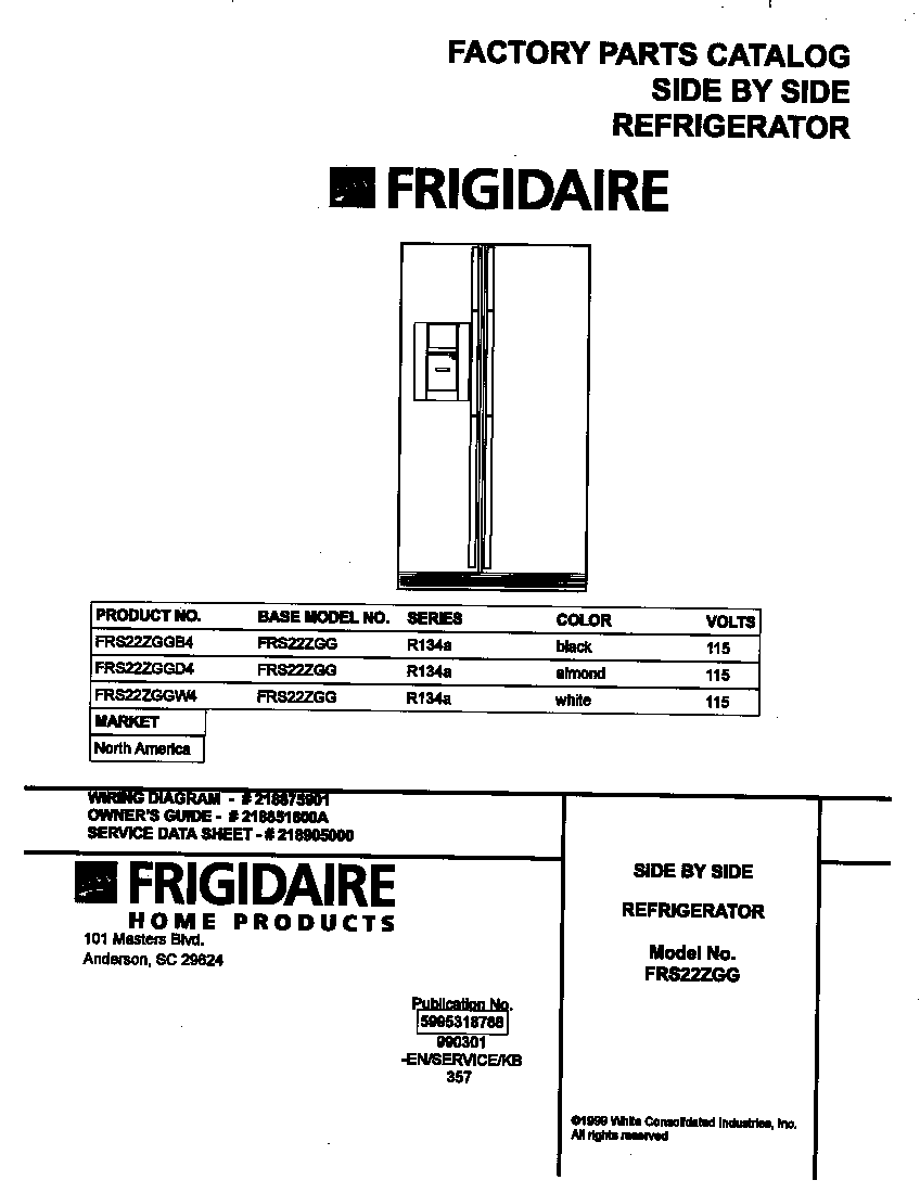 Frigidaire FRS22ZGGB4 cover diagram