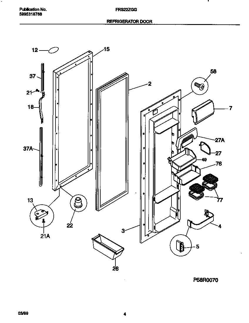 Frigidaire FRS22ZGGB4 refrigerator diagram