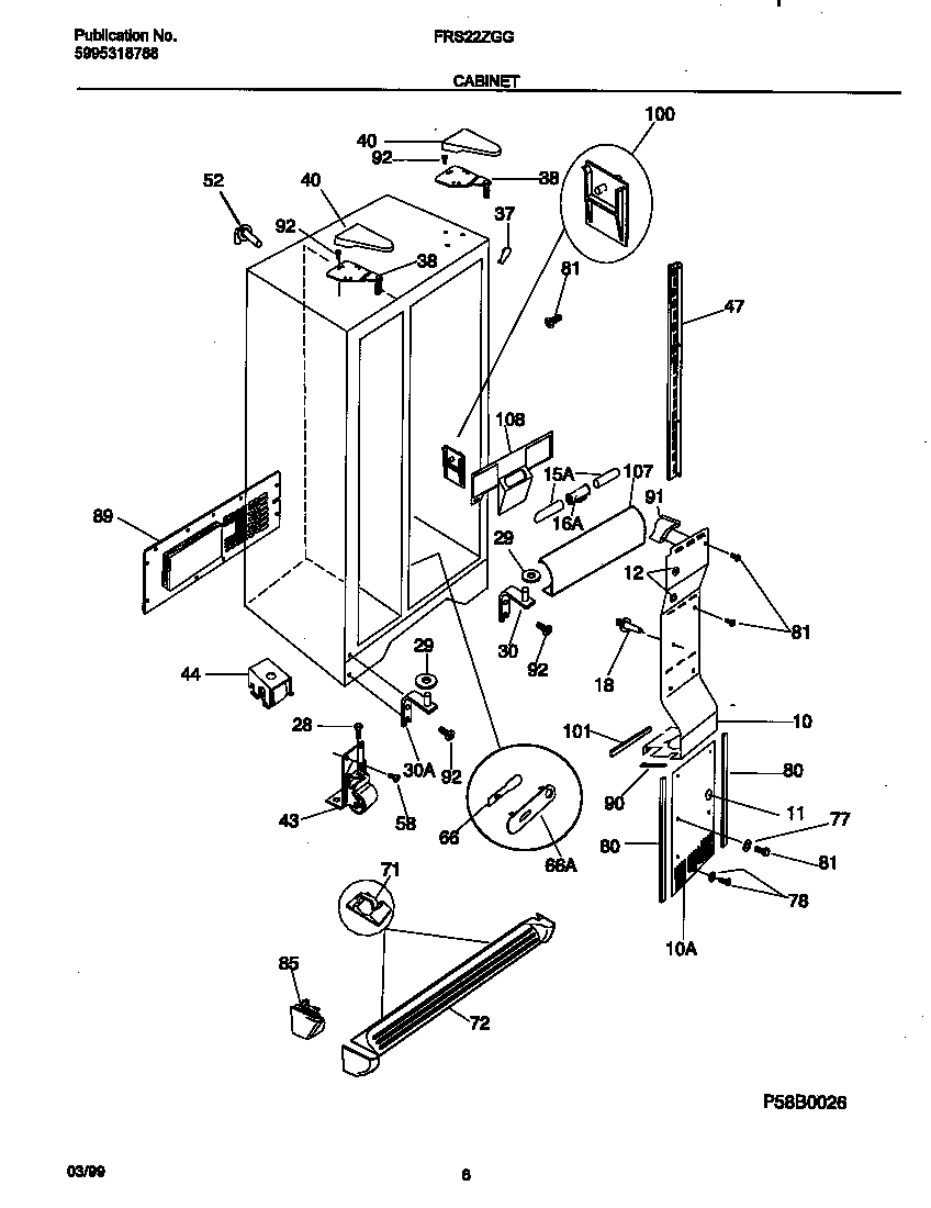 Frigidaire FRS22ZGGB4 cabinet diagram