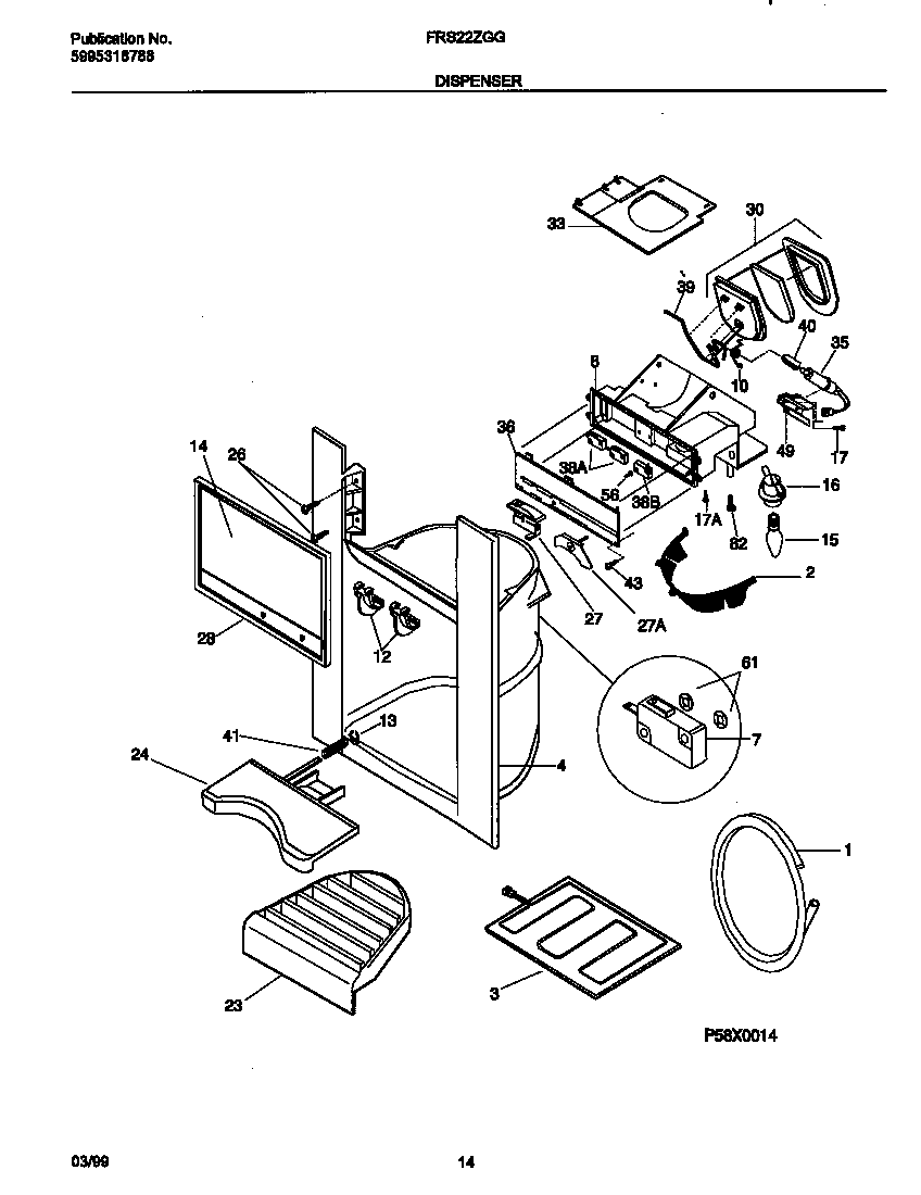 Frigidaire FRS22ZGGB4 dispenser diagram