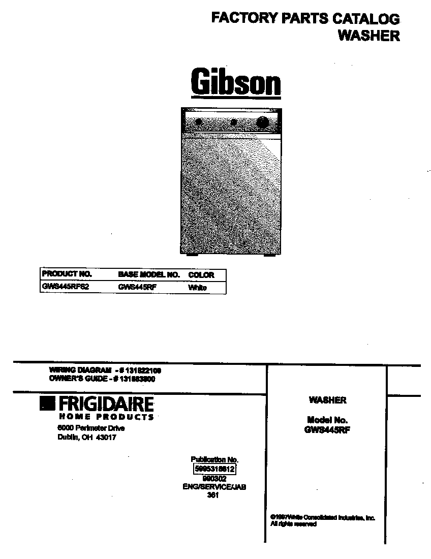 Gibson GWS445RFS2 cover diagram