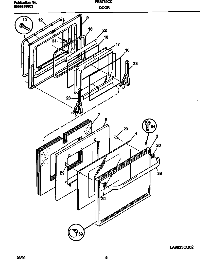 Frigidaire FEB789CCBG door diagram