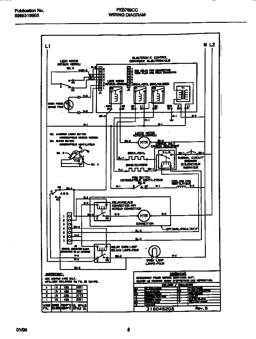 Frigidaire FEB789CCBG wiring diagram diagram