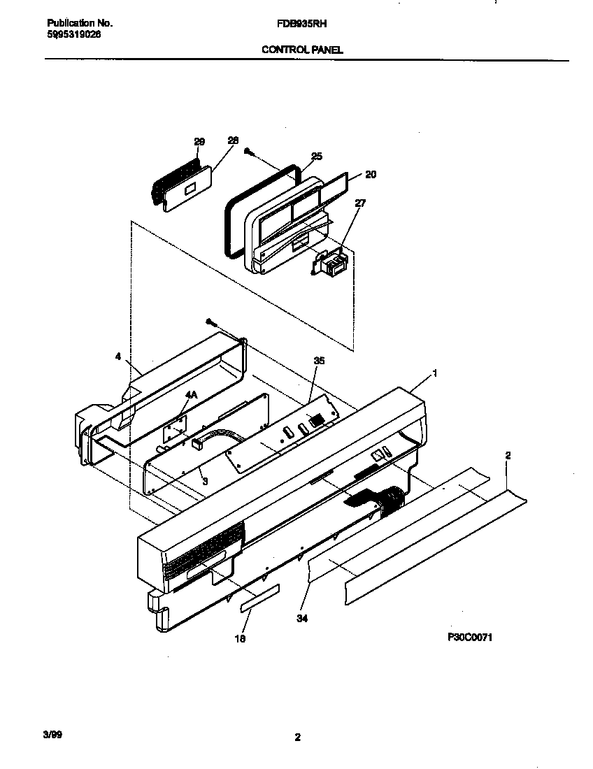 Frigidaire FDB935RHB0 control panel diagram