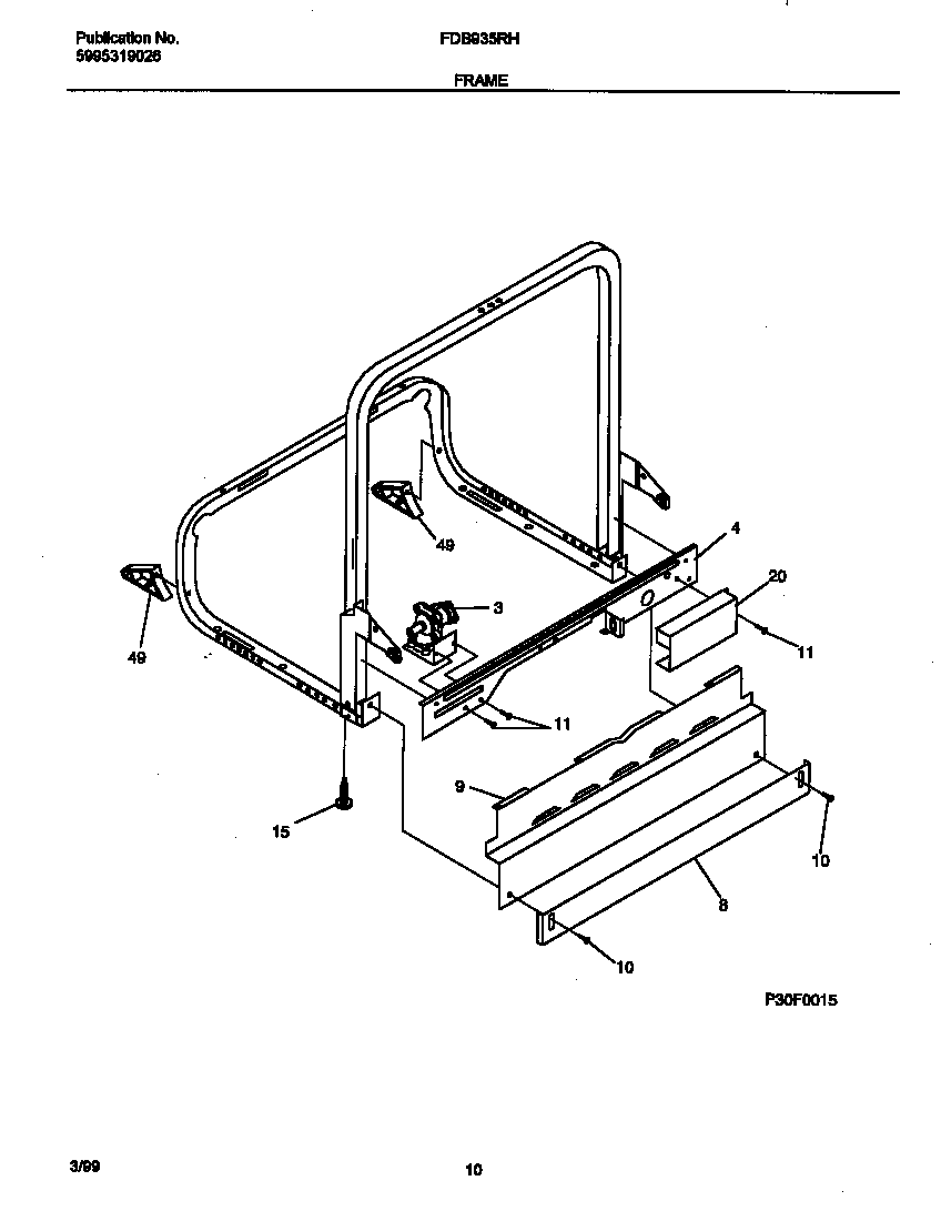Frigidaire FDB935RHB0 frame diagram