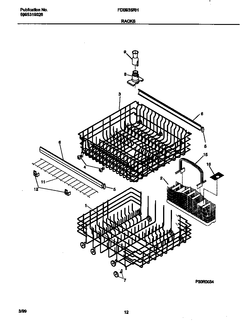Frigidaire FDB935RHB0 rack diagram